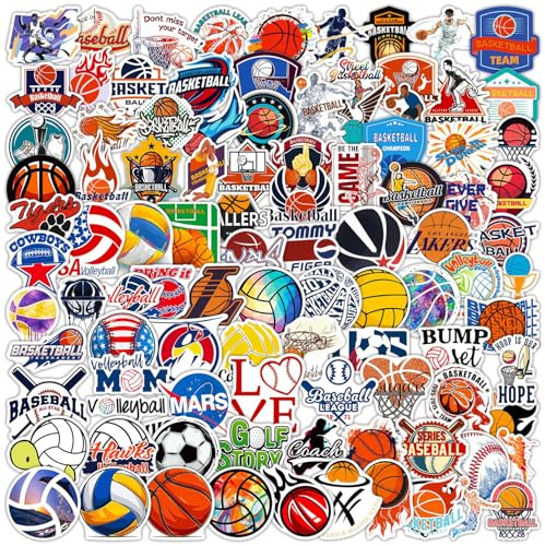 Huaxintoys 100 Stücke Basketball Aufkleber, Basketball-Elemente Stickers, Basketballspieler Aufkleber für Skateboard Laptop Koffer Helm Motorrad Auto Fahrrad Computer