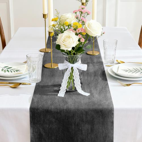Siumir Vlies Tischläufer 30cmx25m Schwarz Tischband Hochzeit Taufe | Einfach zuschneidbar, Geruchsneutral, 25m Rolle für mehrere Tische, Ideal für Hochzeit, Taufe, Kommunion, Geburtstag