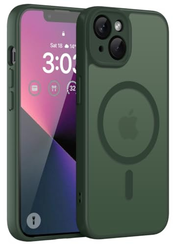 ORDA für iPhone 13 Hülle, Kompatibel mit MagSafe, Grün | Vollständiger Kameraschutz, Stoßfest Kratzfest Haltbarkeit, Transluzente Rückseite, Matt Magnetische Handyhülle