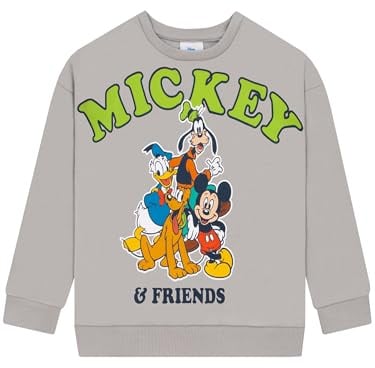 Disney Mickey Mouse Sweatshirt Jungen, offizieller Pullover Kinder, Grauer Pullover Jungen aus mit Mickey und Freunden 140