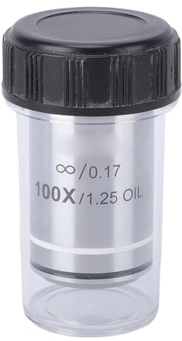 Jiawu 100X Plan Objektiv, Hochauflösende Beobachtung für Biologisches Mikroskop, Optisches Glas aus Aluminiumlegierung für Zytologie, Mikrobiologie