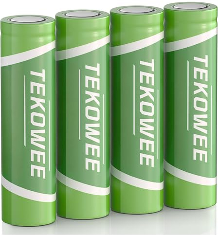 3.7V Rechargeable Battery 4 Pack, 3.7 Volt 3000mAh batteries Long Lasting for Flashlight, Headlamp, Small Fan