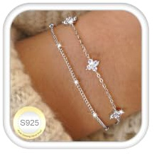 LOLIAS Armband Silber 925 Damen Gold Perlenarmband | Doppellagiges Design mit Zirkonia und Opal, verstellbar 16.5 plus 5 cm,Hypoallergene stapelbar als Geschenk