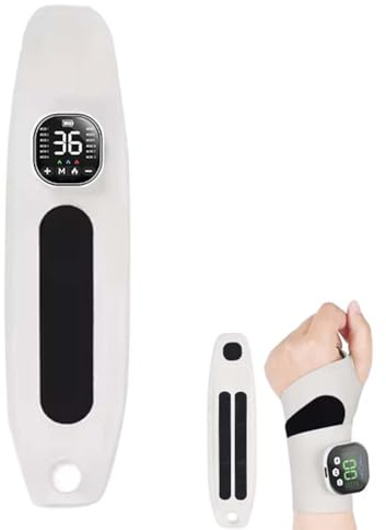 Carpal Tunnel Wrist Massager, Rechargeable Adjustable Electric Wrist Massager,EMS Wrists Massagers Handgelenk Massagegerät Kabelloses Handmassagegerät mit 10 Modi/29 Intensitäten für Hand (Weiß)