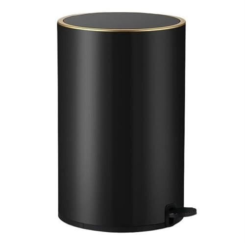 LiQENT-149 poubelle de cuisine Poubelle en acier inoxydable avec couvercle, poubelle ronde de 8/12 L, à fermeture douce pédale for cuisine, salle bain, salon, chambre coucher, bureau(Noir,8L)