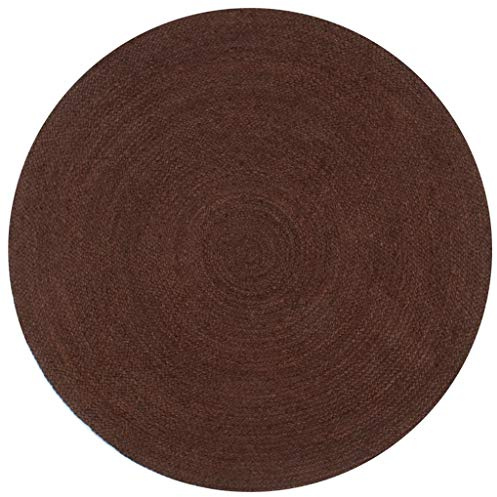 Qnhdfrt Handgewebter Jute Teppich Rund 90 cm Braun Moderne Naturfaser Robust Langlebig für Wohnzimmer Schlafzimmer Esszimmer Balkon Terrasse