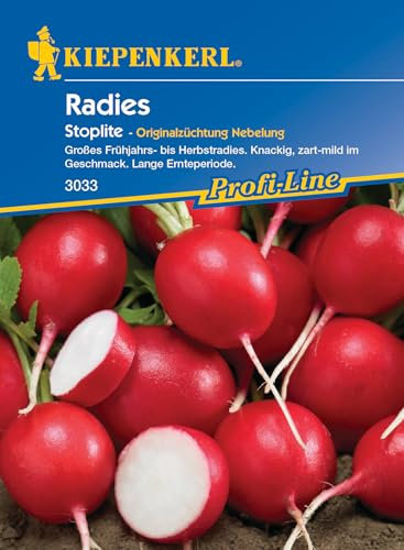 Kiepenkerl Profi-Line Radieschensamen Stoplite 3033 - Knackig, zart-mild, saftige, rote Knollen - Für Freiland und Hochbeet - Radieschen Samen, Gemüsesamen, Kräutersamen