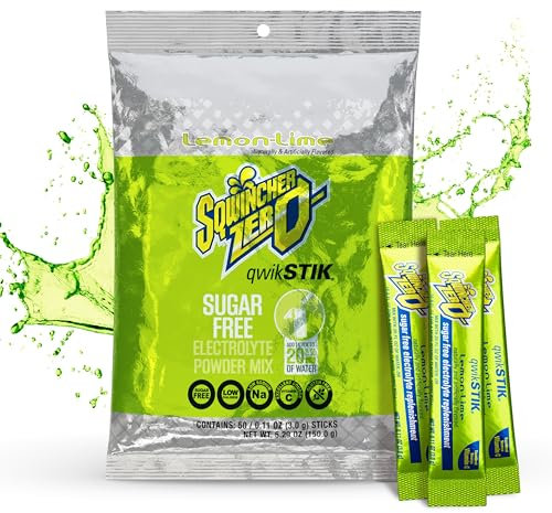 Sqwincher ZERO Qwik Stik - Sugar Free Electrolyte Powdered Beverage Mix, Lemon Lime 060106-LL (Pack of 50)