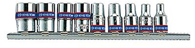 KING TONY 2509MR Jeu de Douilles Métriques sur Rail, Set de 9, 1/4