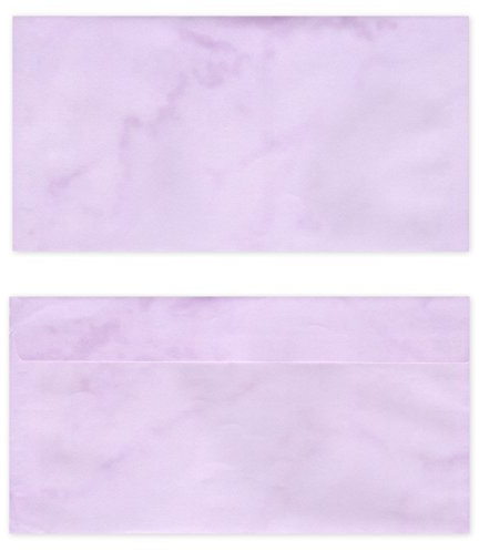 100 Stück Premium Briefumschläge (UMS-5006) DIN lang (110 X 220mm) Marmorpapier violett Briefhüllen Kuvert, ohne Fenster, haftklebend, 80g/m²