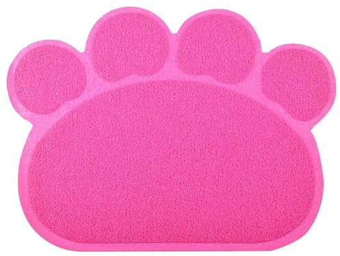 Paw-Shaped Large Cat Litter Tray Mat,60x45 cm (Rose Red)