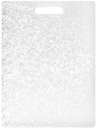 Dexas Original Jelli Planche à découper avec poignée, 28 x 36,8 cm, Motif Granit Blanc