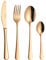 Exzact Cutlery Set 16pcs Stainless Steel 18/10 Dishwasher Safe - 4 x Forks, 4 x Knives, 4 x Dinner Spoons, 4 x Teaspoons - Serves for 4 (Golden)