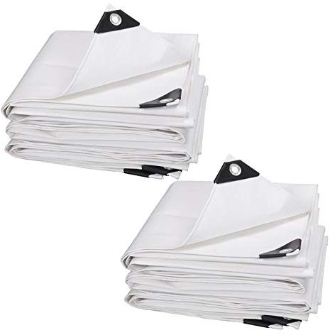 EUGAD Lona Impermeable Universal con ojales Toldo y duradera resistente al agua y a los rayos UV, muy gruesa para muebles，jardín ，coche ect（2piezas）blanco 2x3 m