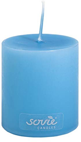 Sovie CANDLES Stumpenkerze | Blockkerze Kerze Flachkopf | Brenndauer ca. 16 Std. | Ø 50 mm x H 60 mm | 24 Stück (Aquablau)