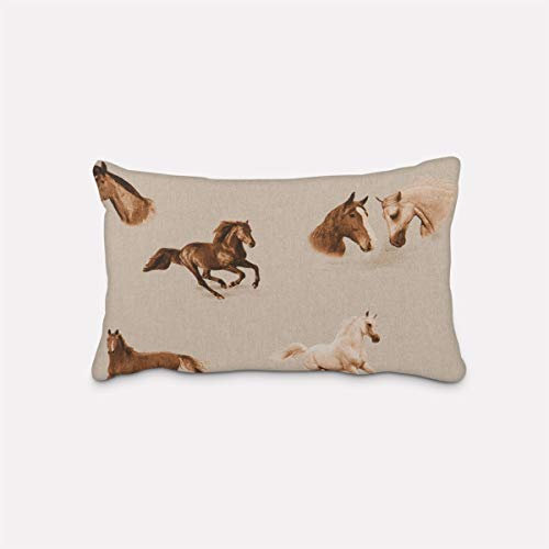 SCHÖNER LEBEN. Kissenhülle Leinenlook Pferde Natur braun div. Größen, Größe:30x50cm (HxB)