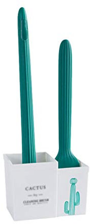 MisFox Scopino e Supporto per Toilette, Cactus Set di Spazzola WC in Silicone con Scopino Autopulente e Porta Spazzolone Asciugatura Rapida da Toilette, 13.6 x 49cm