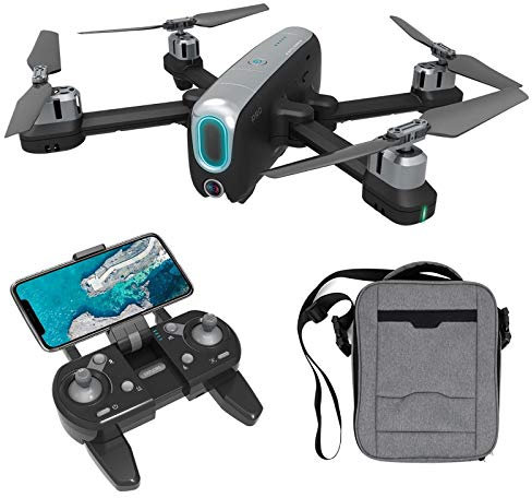 Drone GPS 4K avec Double Appareil Photo pour Adultes et débutants, 3280ft RC Distance, 5g WiFi FPV Vidéo Pliable Video Pliable, Suivez-Moi, 25 + 25 Minutes de Long vol (Color : Black)