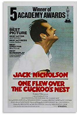 Filmposter One Flew Over The Cuckoo's Nest Classic Movie Poster Vintage Film 9 Leinwand Wandkunst Dekor Gemälde für Wohnzimmer Heimdekoration 30 x 45 cm ohne Rahmen style1