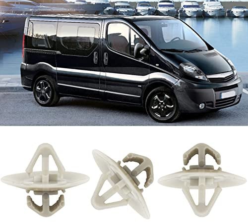 Effitnee 100pcs Side Door Moulding Panel Fasteners Trim Clips for Trafic Lower Protection Trim Compatible with Vauxhall Vivaro Trafic MK2 Kangoo MK2 Primastar