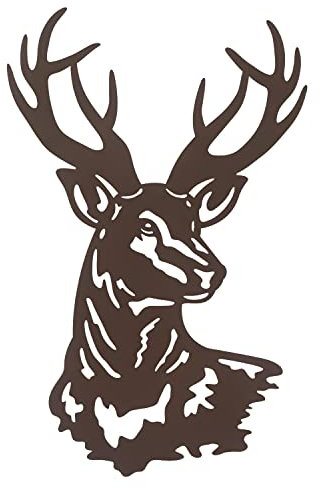 Hirsch-Metall-Wandskulptur, Hirschkopf-Silhouette, Wanddekoration, Metalltier-Wanddekoration, Wildtier-Silhouette, Wandkunst, geeignet zum Aufhängen im Wohnzimmer, Badezimmer, drinnen und draußen Tür