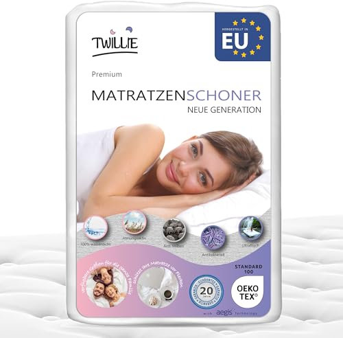 Twillie – Matratzenschoner 130 x 200 cm Wasserdicht - Matratzen-Topper zertifiert Oeko-TEX® Aegis® - Atmungsaktive Matratzenauflage – Hygienischer Anti-Milben Matratzenbezug - 20 Jahre Garantie