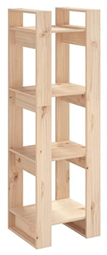 Regal Bücherregal Standregal mit 4 Ebenen, Wandregal Büroregal offene Ablagen für Büro, Wohnzimmer, Schlafzimmer, Küche, Raumteiler, 41x35x125 cm Massivholz Kiefer