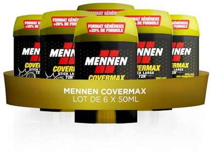 MENNEN Covermax Anti-Transpirant für Herren, 72 Stunden, breiter Stick, ohne Alkohol, 6 Stück