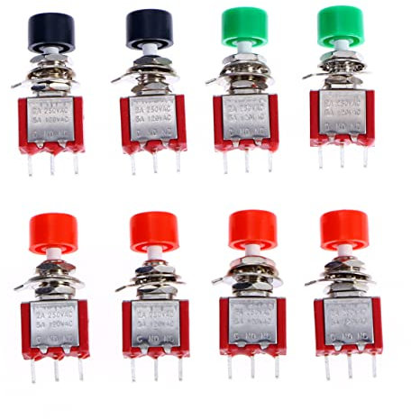 TEHAUX 8 Stk drücken Horn Metallknöpfe Mikro Transbrake-Taste Gewehrknopf konkura starter relay avm taster control switxh Druckknopf momentan Metallknopf selbst zurückgesetzt Netzschalter