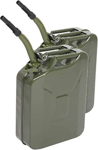 TactFire 2X Benzinkanister 20L Stahlblech Kraftstoffkanister, Metall Benzinkanister Reservekanister (Armeegrün 40L)