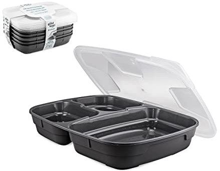 Thermohauser GoodBowl Trio, 5er Set, Mehrweg Essensbehälter, ca. 580 ml + 2x 220 ml To Go Lunchboxen, mikrowellengeeignet, anthrazit