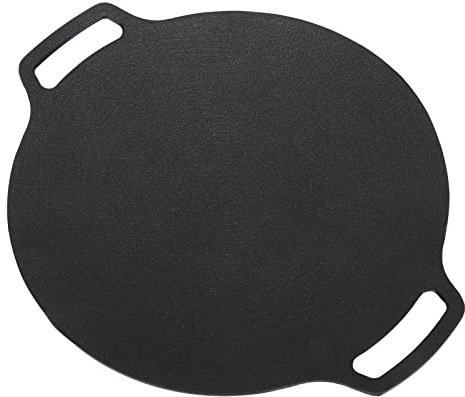 Koreanische Grillplatte, Doppelgriffe, koreanische Grillpfanne aus Aluminiumgusslegierung, gleichmäßig erhitzt für Outdoor-Camping für Gaskocher(36cm/14in)