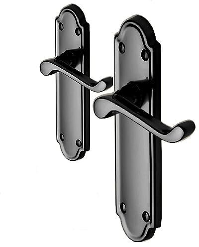 Haven Heritage Black Door Handles - Internal Door Handles Sets, Black Nickel Door Handle - Elegant Ashford Victorian Style, Interior Latch for Bathroom and Interior Doors (Latch)