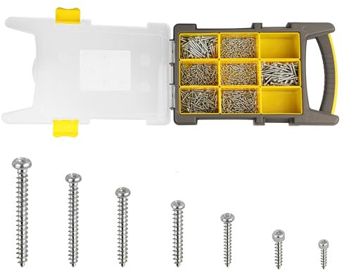 Belle Vous Assortiment de 850 Vis Autoforeuse avec Boîte de Rangement - Vis Zinguées M2,6-M4 - Assortiment Vis Tête Fraisée & Cylindrique - Vis a Bois Durs & Résineux, Menuiserie & Réparation