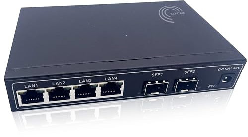 Elfcam® - Gigabit Ethernet Switch avec 2 SFP Ports et 4 Ports Ethernet 10/100/1000Mbps, Plug & Play Non Géré, Métal Robuste (2 Ports SFP)