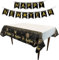 Dusenly Happy New Year Banner Schwarz Gold Glitzer 2024 Silvester Party Wimpelkette mit Happy New Year Tischdecke Tischdecke für 2024 Neujahr Party Dekoration