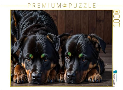 CALVENDO Puzzle Majestätische Rottweiler - Voller Kraft und Loyalität | 1000 Teile Lege-Größe 64 x 48 cm Foto-Puzzle für glückliche Stunden