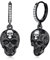 REDSUN Totenkopf Ohrringe 925 Sterling silber Creolen, Damen Schädel Goth Ohrringe,Weihnachten Geschenk für Goth-Liebhaber Damen Herren (Schwarz)