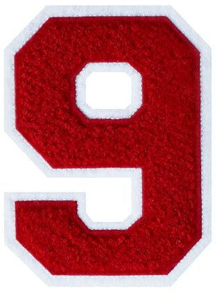 4-1/2 Iron on Number Patches Red Chenille Number Patch Letterman Jacket Patches Large Number Patch for Jersey Jeans Clothing Bag (Red-9)