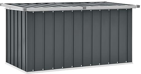 FOZICV Garten-Aufbewahrungsbox Grau 129x67x65 cm aus Verzinktem Stahl und Kunststoff - Stauraumbox Balcony Furniture Allzwecktruhe Outdoor Garden Storage Box Auflagenbox Kissenbox