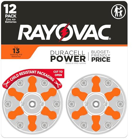 RAYOVAC Size 13 Hearing Aid Batteries (12 Pack), Size 13 Batteries