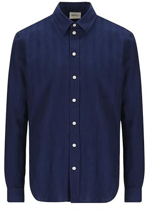 Luis Trenker Herren Leinen Baumwoll Hemd Lubodo, Farbe:Marine, Größe:L