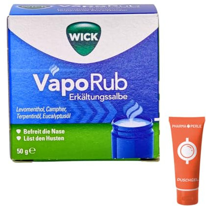 Wick VapoRub Erkältungssalbe, 1x 50 g I zur Anwendung auf der Haut und zur Inhalation I bei Erkältung, verstopfter Nase, Husten I erholsamer Schlaf I Spar-Set plus Pharma Perle give-away