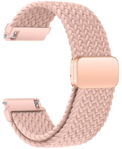 AidorMax Bracelet en Nylon de 22 mm avec Boucle Magnétique Réglable pour Hommes et Femmes, Bracelet de Remplacement Élastique et Confortable Compatible avec Smartwatches et Montres (Sable rose)