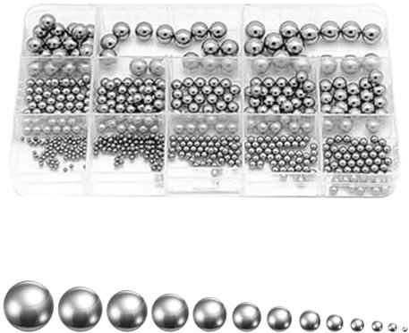 540 Stück Kugellager Stahlkugeln, Edelstahl Metallkugeln 2 mm - 10 mm, Stahl Kugellager Kugeln 13 Größen, Lagerkugeln aus Edelstahl für Fahrrad Mountainbike Rad Präzision Ersatzteile