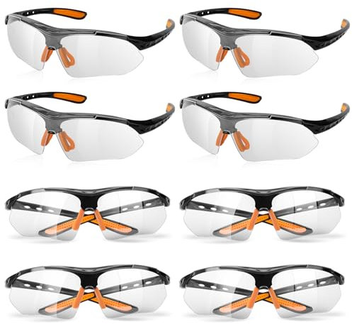 Kigniote Schutzbrille Arbeitsschutzbrille,8 Stück Schutzbrillen Transparent Schutzbrille Labor Sicherheitsbrille Kratzfest Schutzbrille für Arbeit Staubdicht Schießsport für Kinder Herren Damen