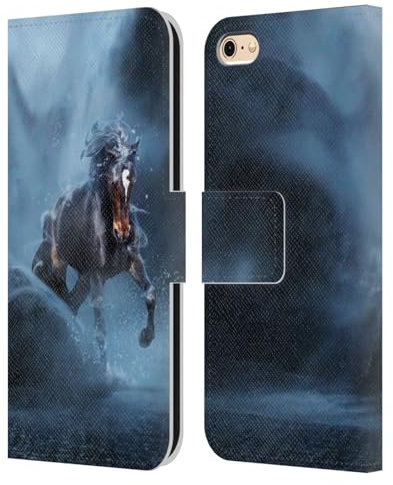 Head Case Designs Officially Licensed Klaudia Senator Black Horse Animal Art Leather Wallet Case Compatible With Apple iPhone 6 / iPhone 6s