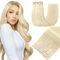 GUDOZO Clip in Extensions Echthaar 7pcs 35cm 80g Bleach Blonde Invisible Clip Extensions Echthaar Clip Extensions Skin Weft Haarverlängerung(14Zoll,60#)