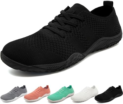 KTVHYW Barfuss Schuhe Damen Laufschuhe Hallenschuhe Slip-on Barfußschuhe Sportschuhe Leicht Turnschuhe Tennisschuhe Walkingschuhe Weich rutschfest Sneakers Hausschuhe Slipper Schwarzer 40