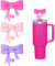 Zernblend 3 Pcs Bow Straw Cover for 30 & 40 Oz Cups, 10mm Cute Silicone Straw Topper, Cup Accessory Straw Cover (Pink, Hot Pink and Purple)